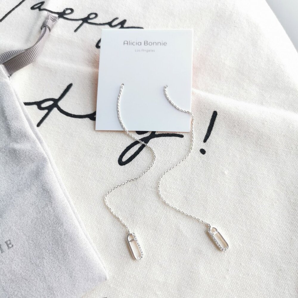 Alicia Bonnie Thread Earrings - Haley - Silver